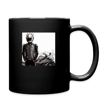 Motorcycle Pencil Drawing - Full Colour Mug - black - Right