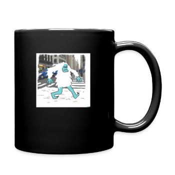 Grumpy Yeti Walking In New York - Tasse einfarbig - Schwarz - Rechts