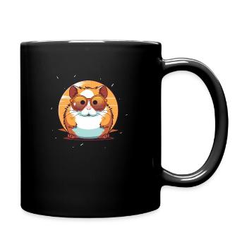 Hamster mit Sonnenbrille, Nagetier, Kleintier - Tasse einfarbig - Schwarz - Rechts