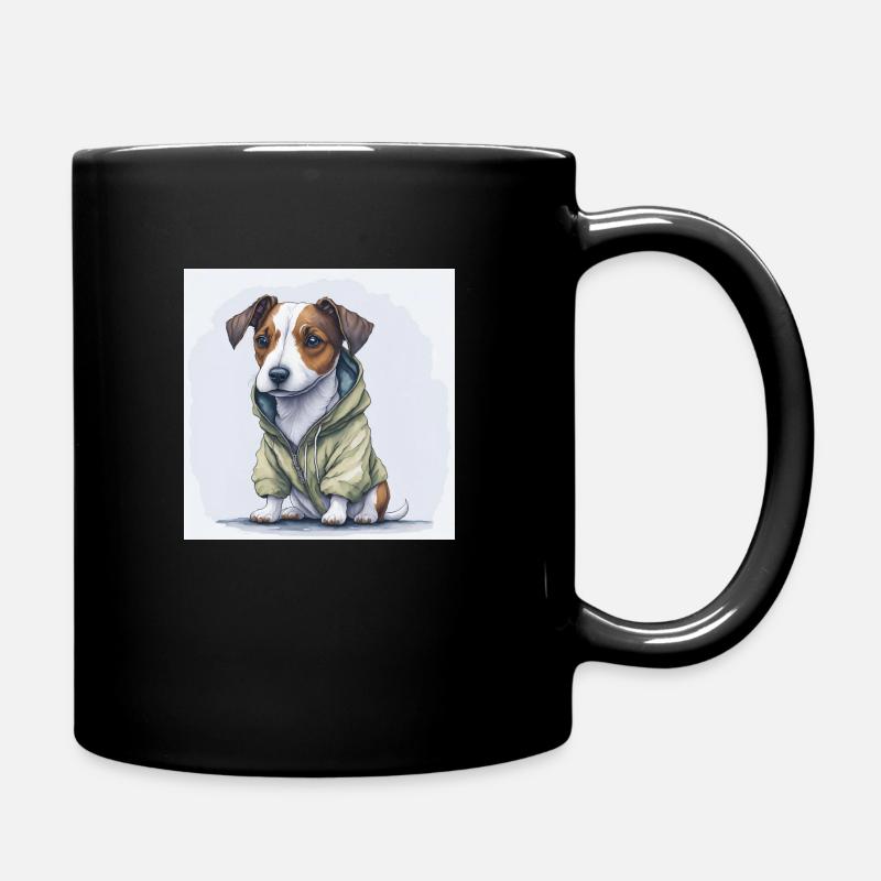 Jack Russel Terrier im Hoodie. - Tasse einfarbig - Schwarz