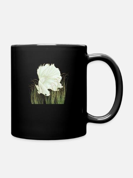 Betta Splendens Demi-Lune Blanche - Mug uni - noir