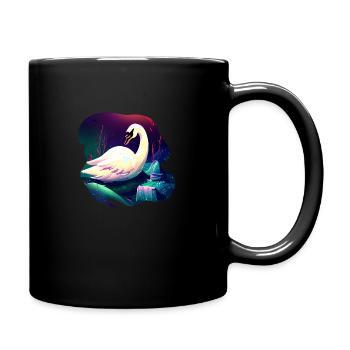 Schwan - Tasse einfarbig - Schwarz - Rechts