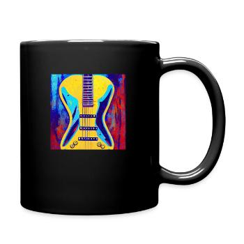Guitar 80's pop art - Full Colour Mug - black - Right
