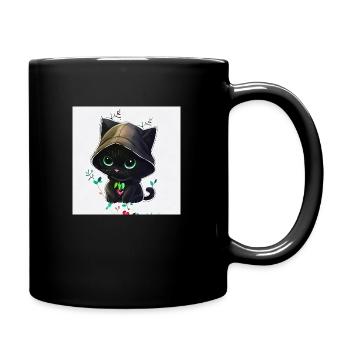 Kleine süße schwarze Katze. - Tasse einfarbig - Schwarz - Rechts
