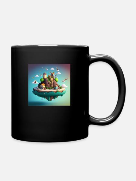 Cartoon Island-1 - Tasse einfarbig - Schwarz
