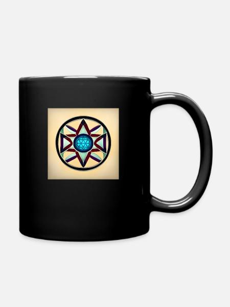 Mandala - Blue Heart - Full Colour Mug - black