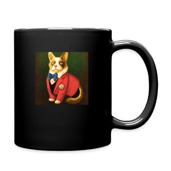 Charles die Corgi Katze - Tasse einfarbig - Schwarz - Rechts