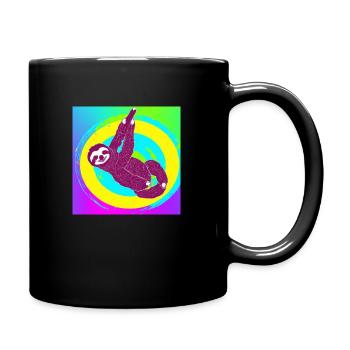 Freddie, das fröhliche Faultier - Tasse einfarbig - Schwarz - Rechts