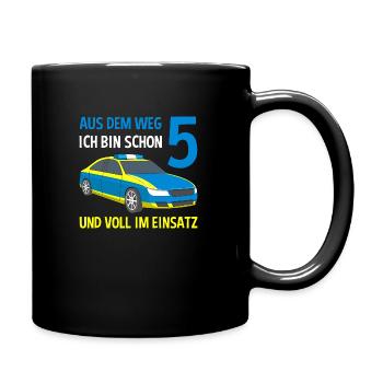 Polizist Einsatzleiter 5. Geburtstag Polizeiauto - Tasse einfarbig - Schwarz - Rechts
