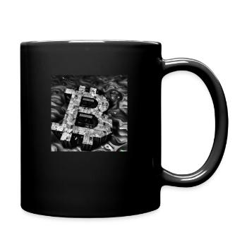 Bitcoin B in black and white 3D in cyber space - Tasse einfarbig - Schwarz - Rechts