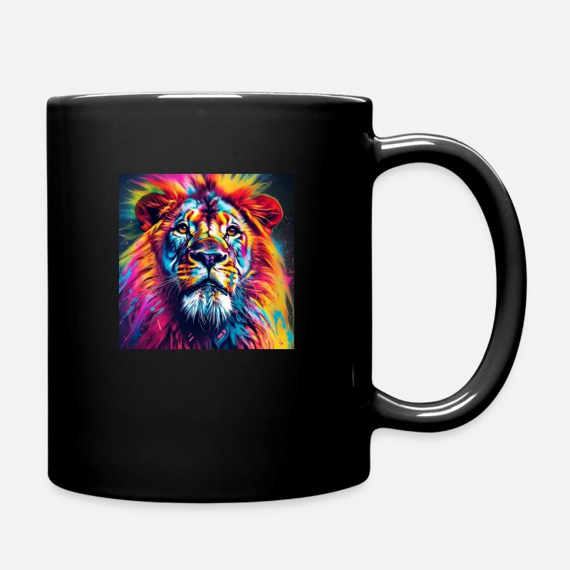 buntes Löwendesign - Tasse einfarbig - Schwarz