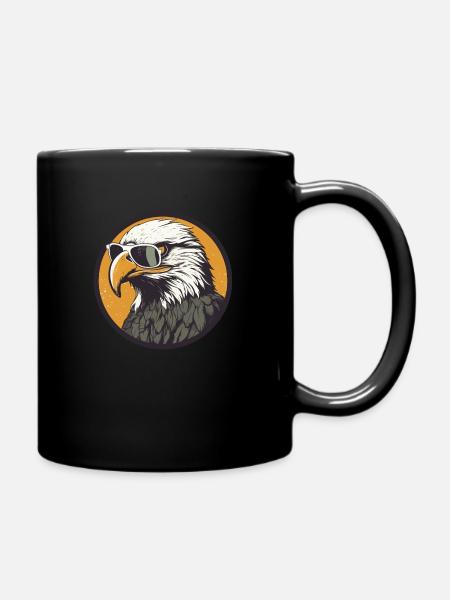 Adler mit Sonnenbrille, Falke, Falke - Tasse einfarbig - Schwarz