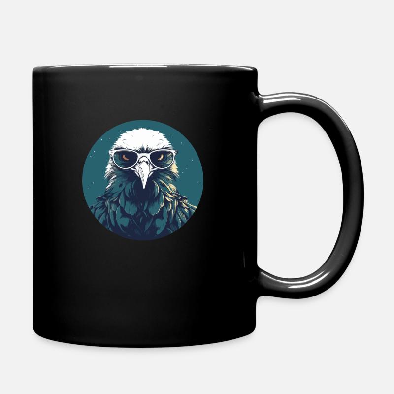 Eagle with sunglasses, falcon, bird - Full Colour Mug - black