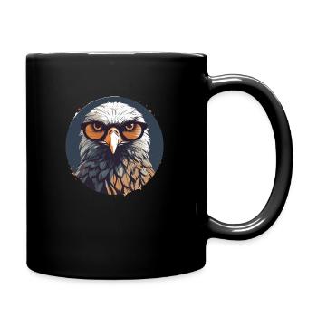 Adler mit Sonnenbrille, Falke, Vogel - Tasse einfarbig - Schwarz - Rechts