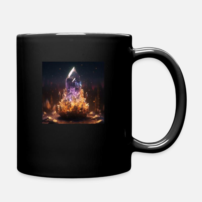 Amethyst, Kristall, Fantasie, Lila und Gold - Tasse einfarbig - Schwarz