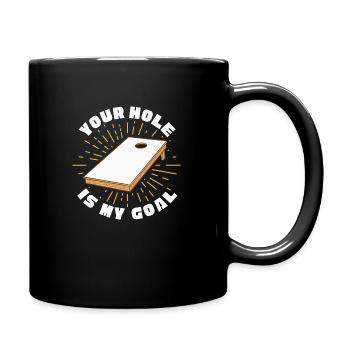 Your Hole Is My Goal Baggo Cornhole - Full Colour Mug - black - Right