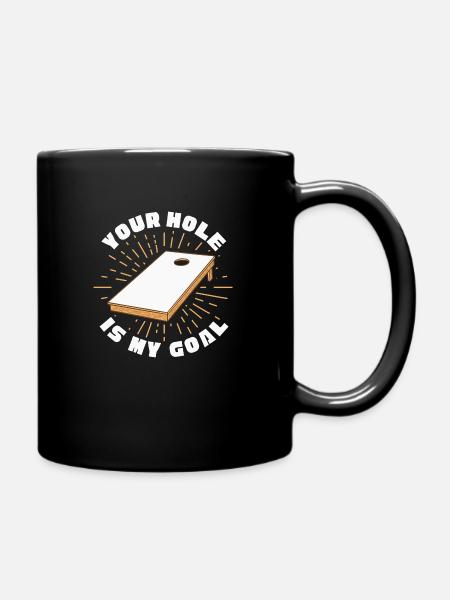 Your Hole Is My Goal Baggo Cornhole - Full Colour Mug - black