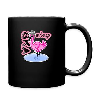Ska Flamingo mit Hut Reggae - Tasse einfarbig - Schwarz - Rechts