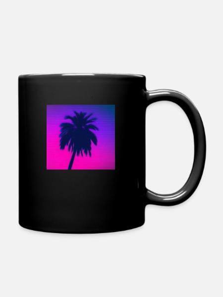 Palmen-Silhouette: Retrowave Vaporwave - Tasse einfarbig - Schwarz