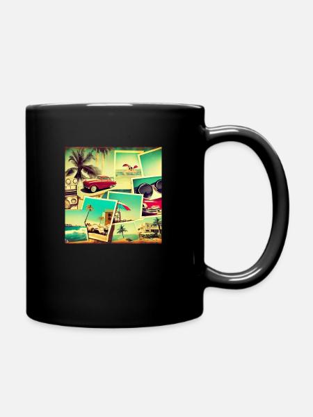Urlaub Retro - Tasse einfarbig - Schwarz