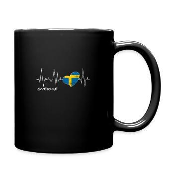 Heartbeat Sverige Flagge Heart - Tasse einfarbig - Schwarz - Rechts