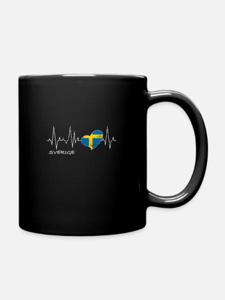 Heartbeat Sverige Flagge Heart - Tasse einfarbig - Schwarz