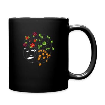 Mandala Vier Jahreszeiten - Tasse einfarbig - Schwarz - Rechts