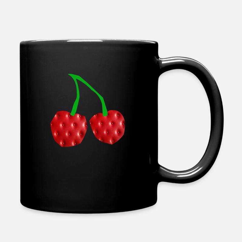 Rote Kirschen - Tasse einfarbig - Schwarz