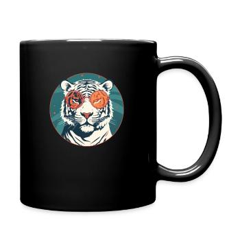 Tiger with sunglasses, Cat, Predator - Full Colour Mug - black - Right
