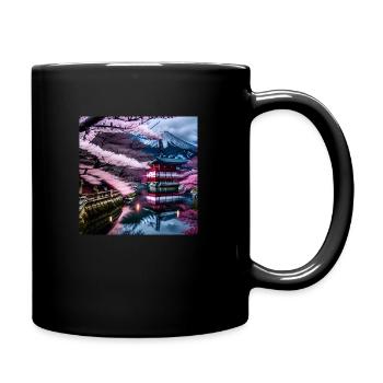 Japanische Landschaft - Tasse einfarbig - Schwarz - Rechts