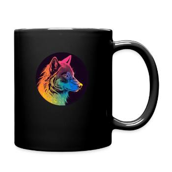 Wolf, Wildhund, Grauer Wolf, Canis lupus - Tasse einfarbig - Schwarz - Rechts