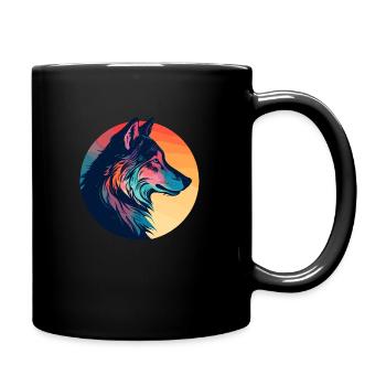 Wolf, Wildhund, Grauer Wolf, Canis lupus - Tasse einfarbig - Schwarz - Rechts