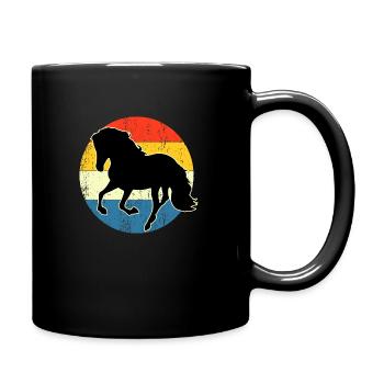 Vintage Retro Pferd Sonnenuntergang für Pferdeliebhaber - Tasse einfarbig - Schwarz - Rechts