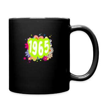 Year 1965 anniversary Groovy floral - Full Colour Mug - black - Right