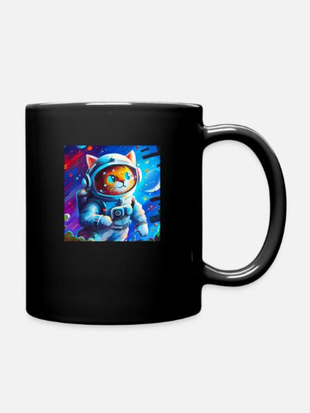 Cat as an astronaut - Full Colour Mug - black