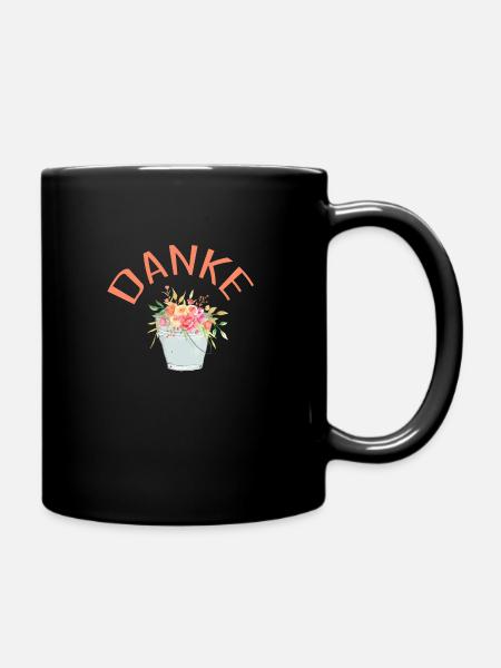 Danke! Blumen-Eimer, personalisierbar - Tasse einfarbig - Schwarz