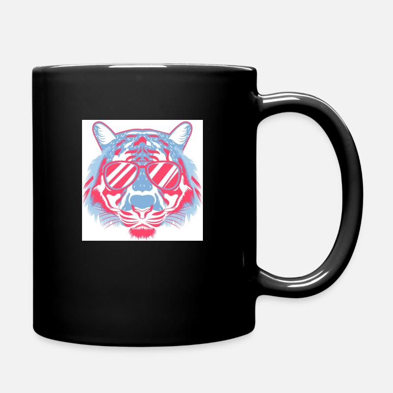Tiger mit Sonnenbrille - Tasse einfarbig - Schwarz