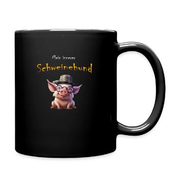 Überwinde deinen inneren Schweinehund - Tasse einfarbig - Schwarz - Rechts