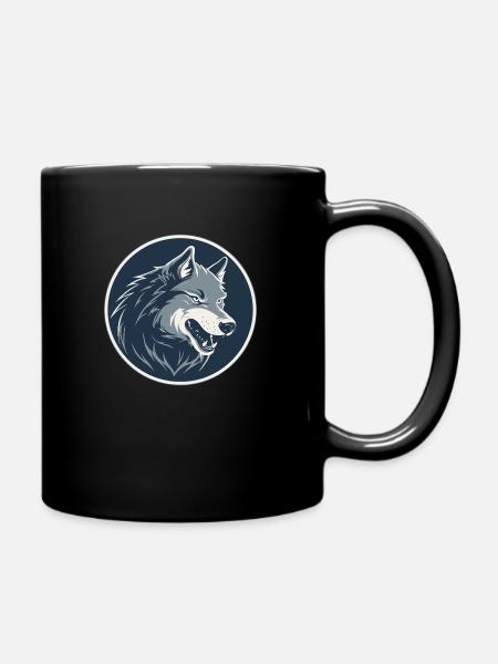 Wolf, Wildhund, Grauer Wolf, Canis lupus - Tasse einfarbig - Schwarz
