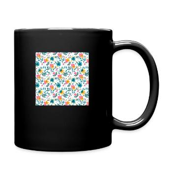 Blumen Nahtloses Muster Blumen Glückliche Blütenkunst - Tasse einfarbig - Schwarz - Rechts