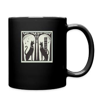 Ägyptische Katzen - Tasse einfarbig - Schwarz - Rechts