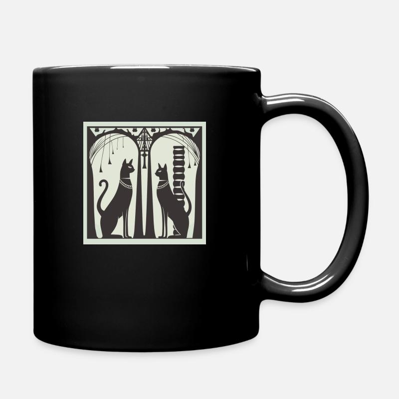 Ägyptische Katzen - Tasse einfarbig - Schwarz