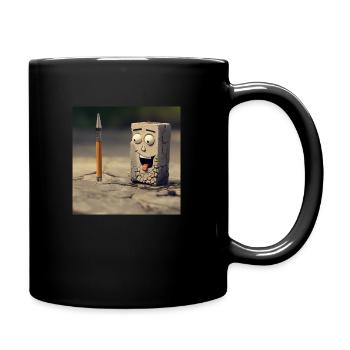 Verrückter Radiergummi im Comic Style - Tasse einfarbig - Schwarz - Rechts
