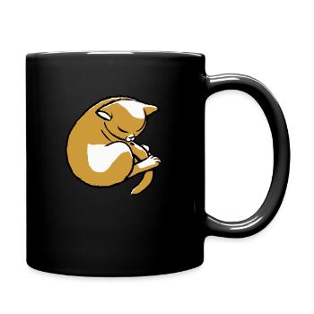 Katze, die in einem Ball schläft - Tasse einfarbig - Schwarz - Rechts