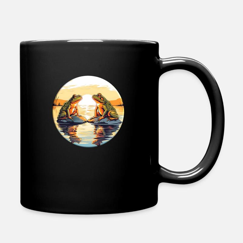 Two frogs enjoying the sunset - Full Colour Mug - black