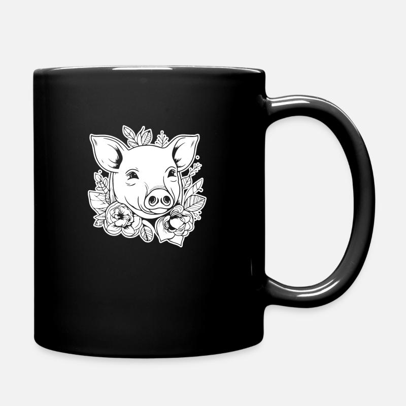 Schwein Schweinchen Sau - Tasse einfarbig - Schwarz