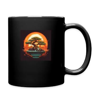 Retro Bonsai Tree - Tasse einfarbig - Schwarz - Rechts