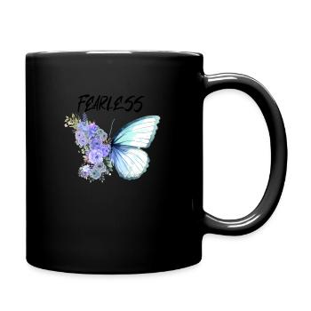 imaginatively drawn butterfly, Fearless - Full Colour Mug - black - Right
