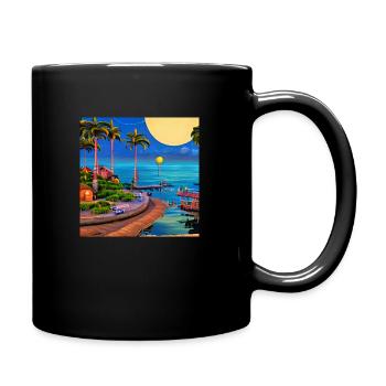 Palm beach in the moonlight - Full Colour Mug - black - Right