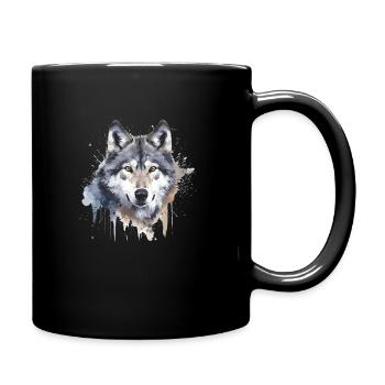 Loup 2 - Mug uni - noir - Droite